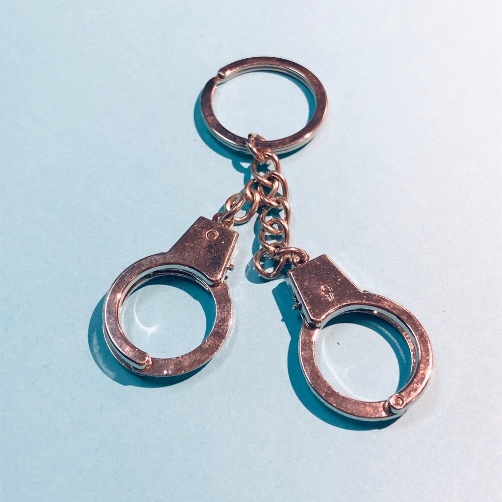 Mini Handcuff Keychain - Silver Metal Novelty Key Ring - Unique Gift